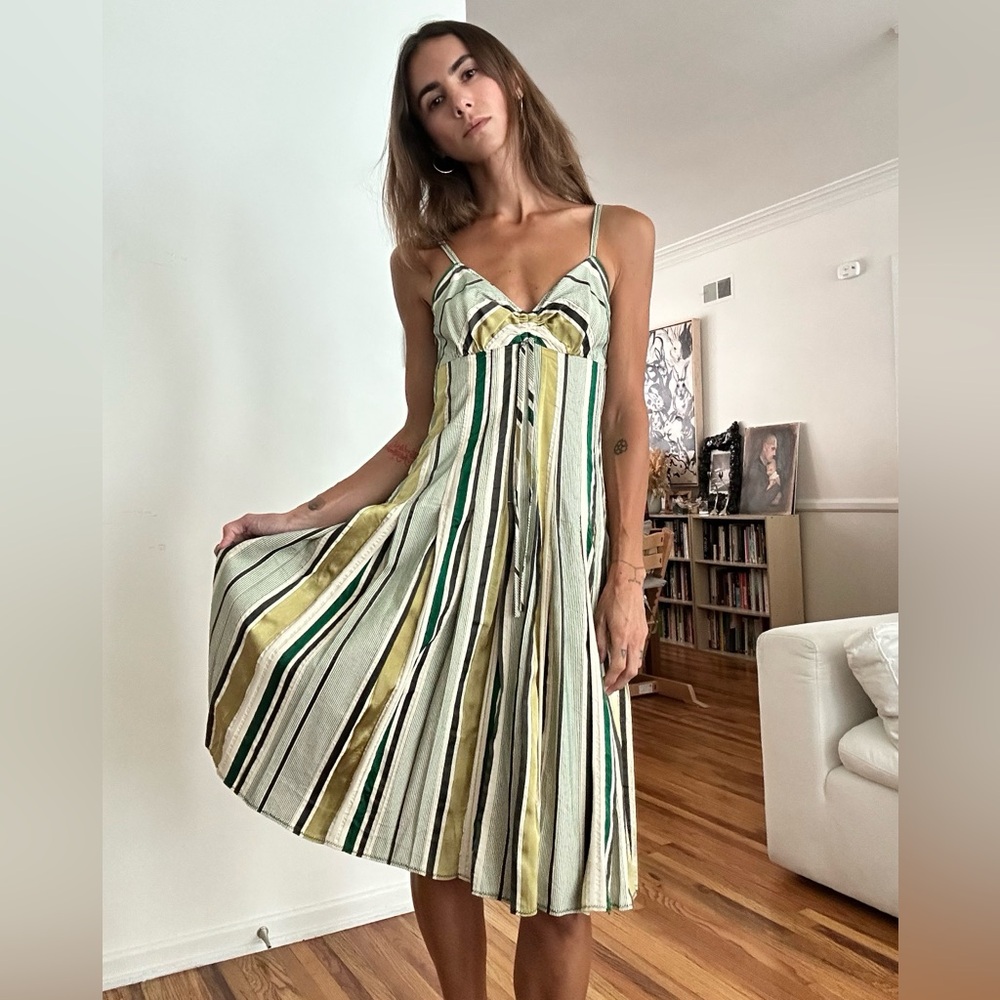 Moschino Striped Dress in Green and Yellow